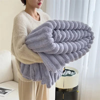 Gestreepte Flanel Fleece Deken – Zacht en Gezellig All-Season Throw