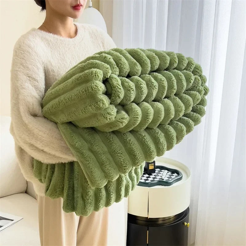 Gestreepte Flanel Fleece Deken – Zacht en Gezellig All-Season Throw