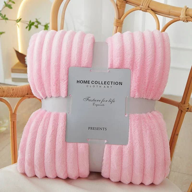 StripeWarm – Brede flanellen fleece deken met strepenpatroon