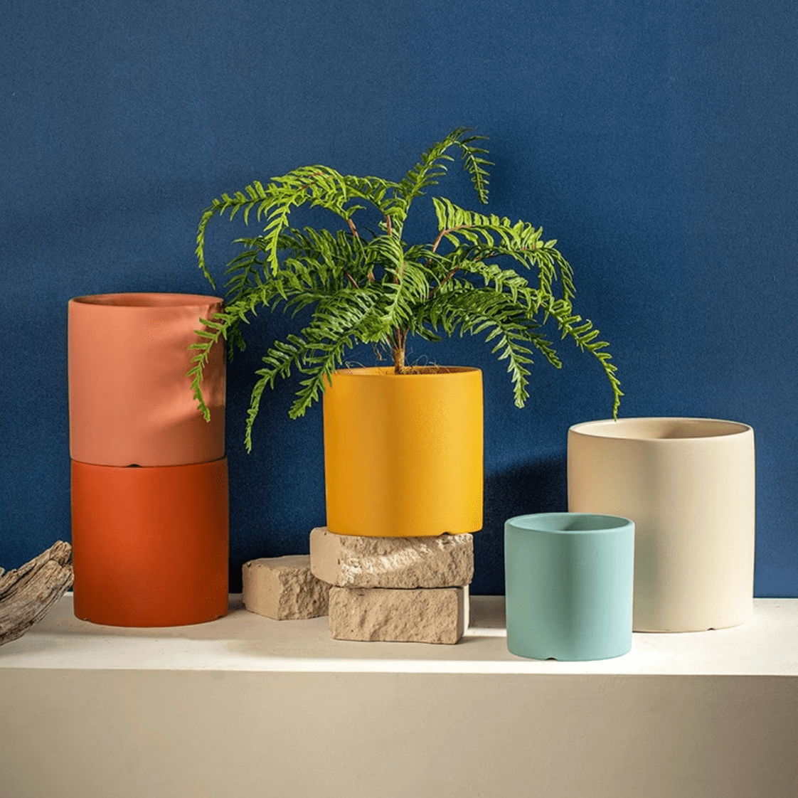 POTERIE – Modern Bloempot van Keramiek met Schotel