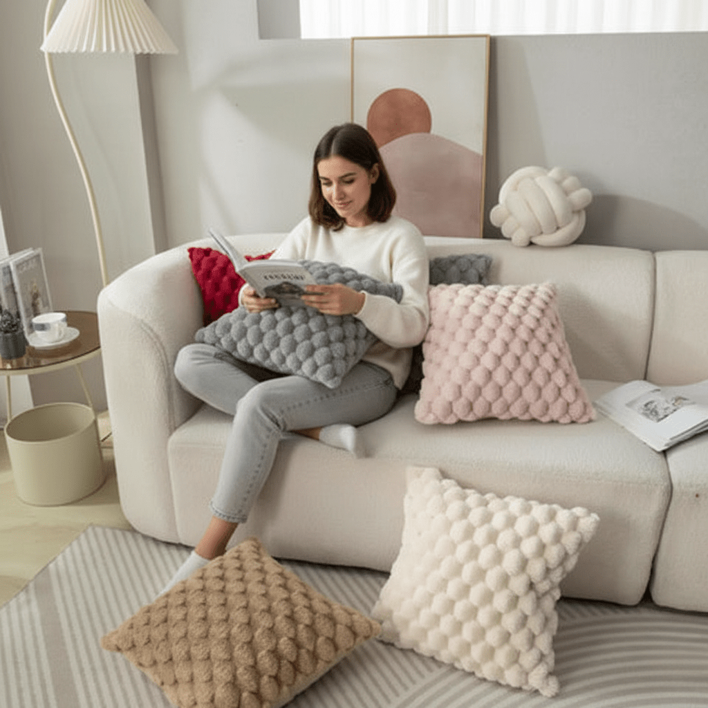 PLUMELLÉ – Kussenhoes Van Katoenmengsel Met Fluffy 3D-Haptiek