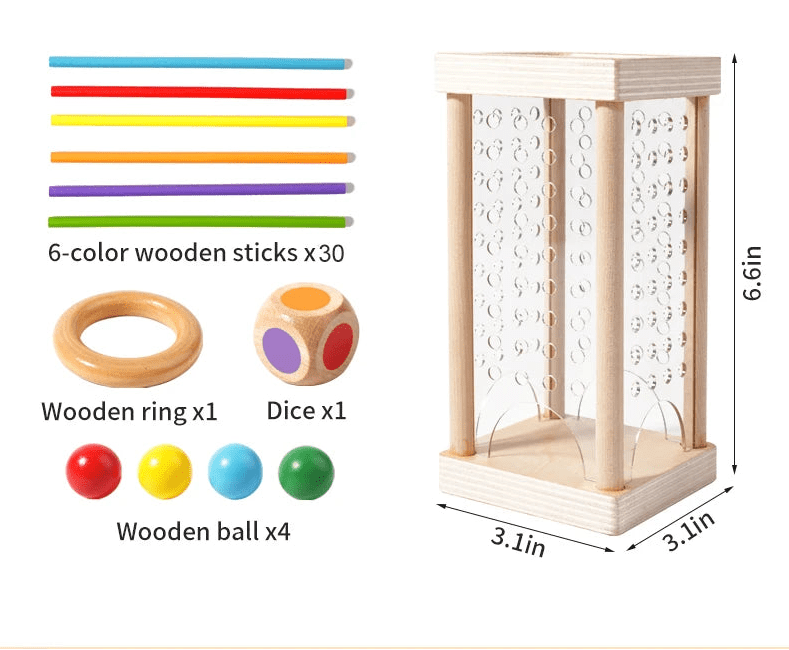 Montessori-telspel – Houten speelgoed met kleurrijke stokjes om te sorteren en te tellen