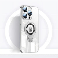 iPhone MagSafe Serie | Transparante elektroplattierte roterende standaard telefoonhoes