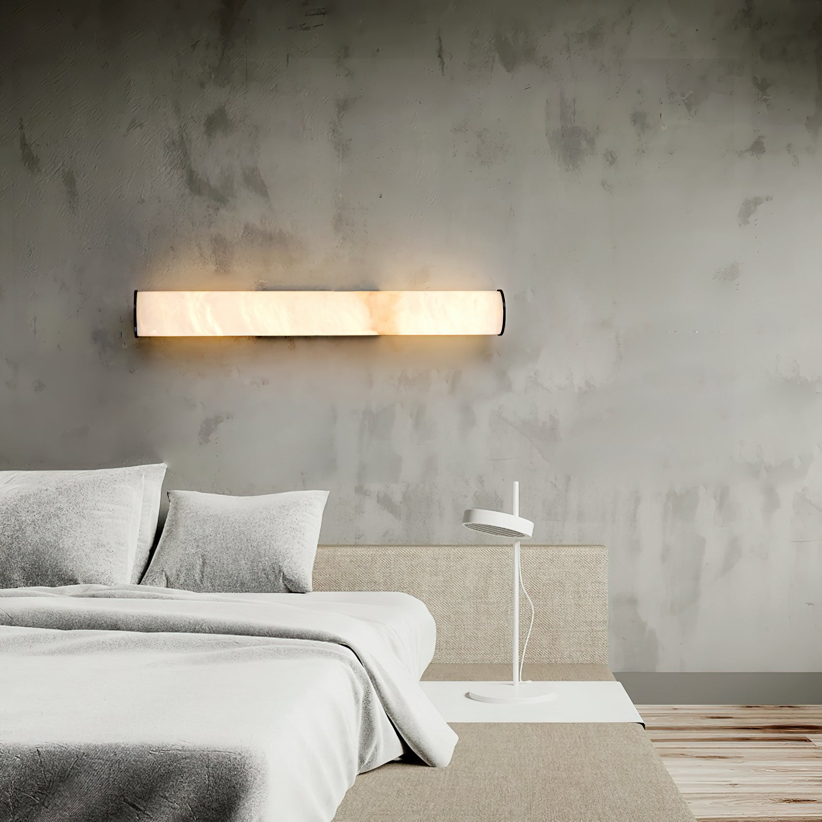 Arcus Wandlamp Elegant Minimalistisch Modern in Messing en Alabaster