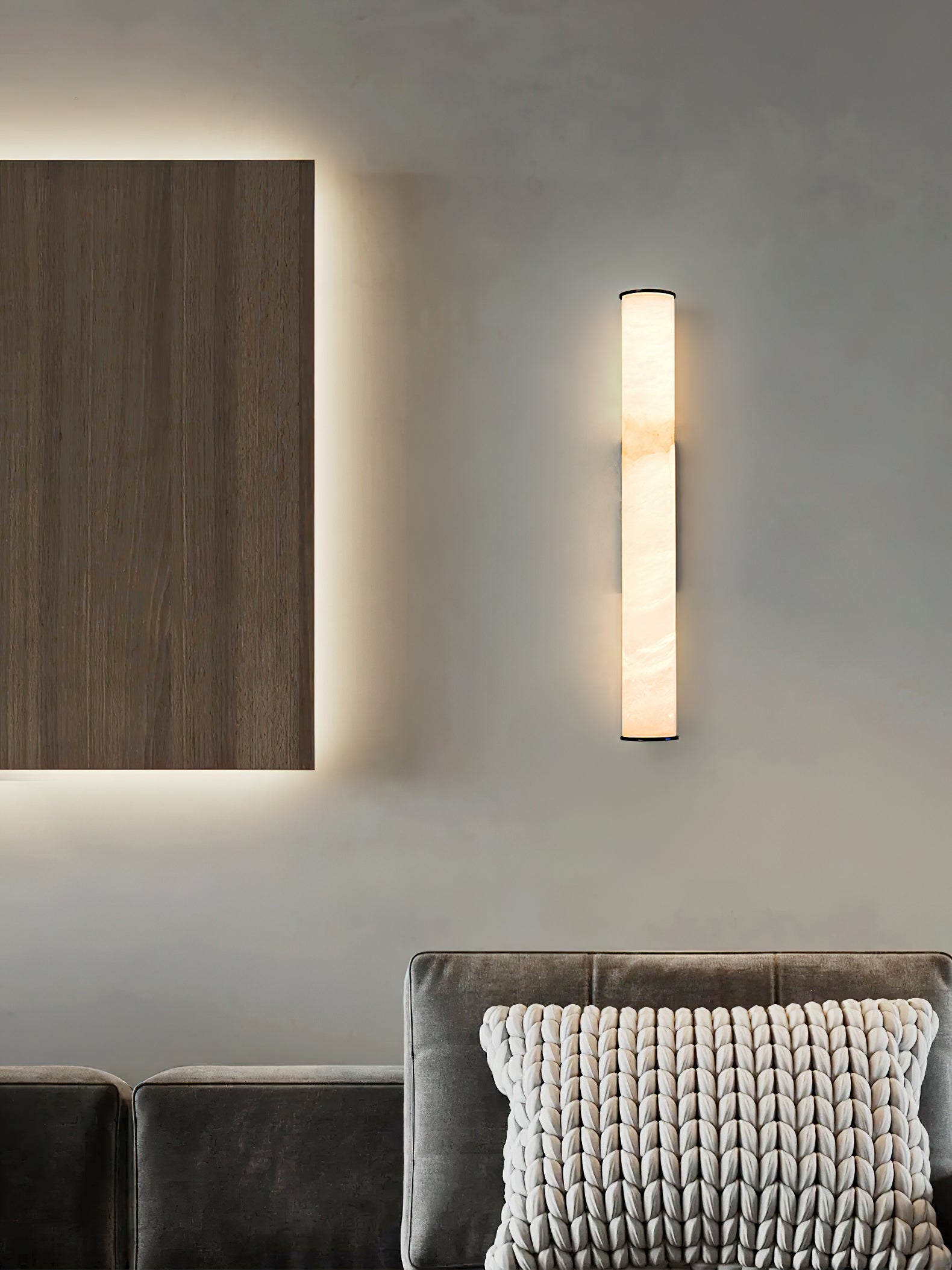 Arcus Wandlamp Elegant Minimalistisch Modern in Messing en Alabaster