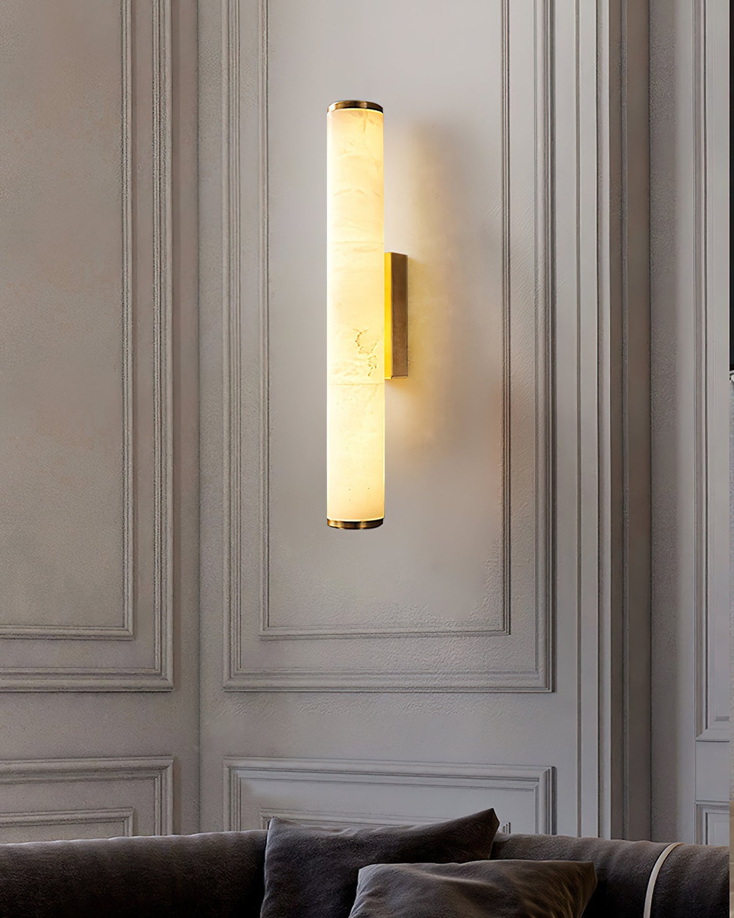 Arcus Wandlamp Elegant Minimalistisch Modern in Messing en Alabaster