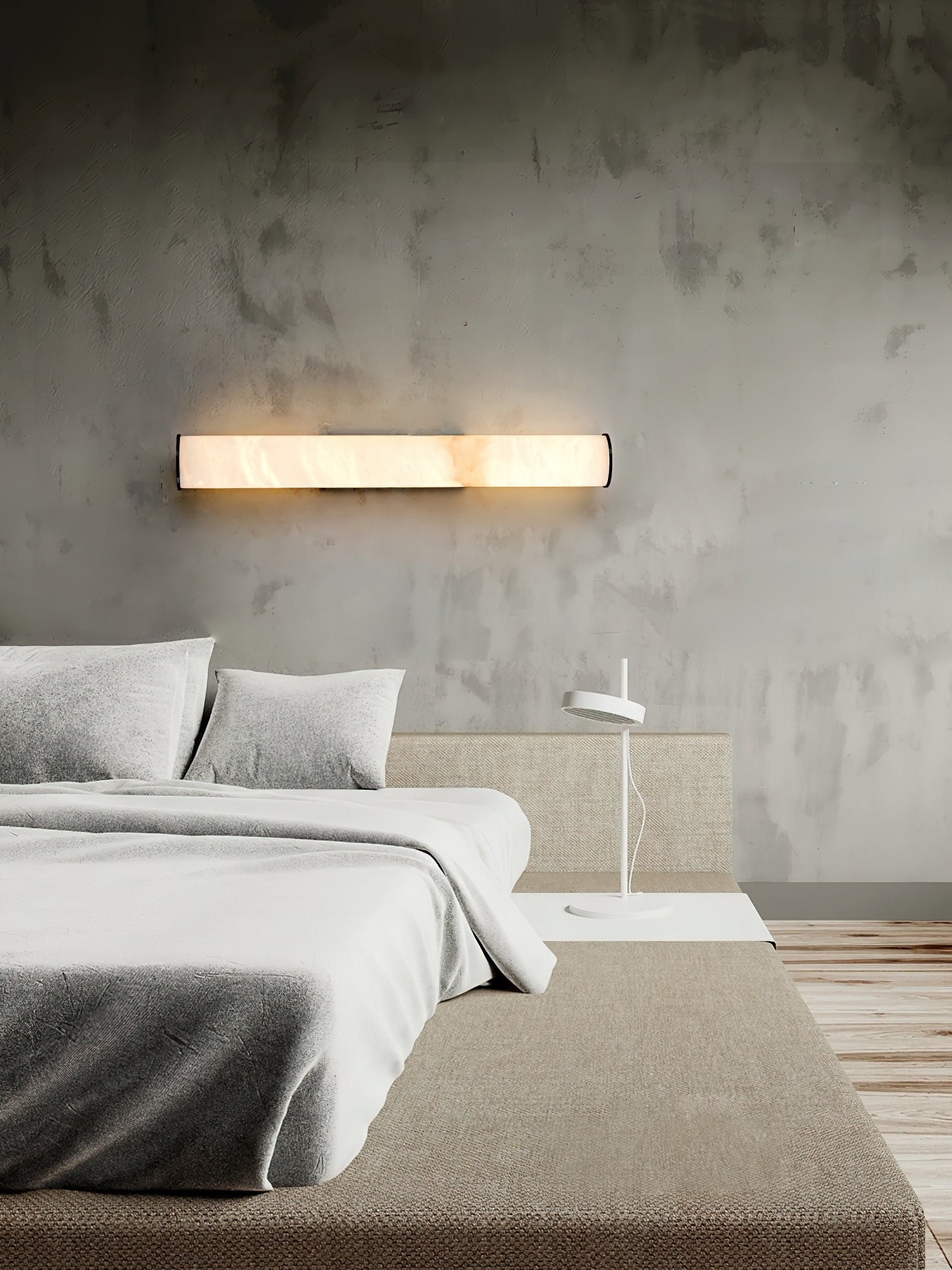 Arcus Wandlamp Elegant Minimalistisch Modern in Messing en Alabaster