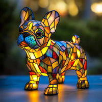 CanineGlow | Artistieke Glazen Hondenlamp met Kleurrijk Tiffany-Stijl Verlichtingsontwerp