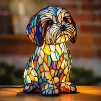 CanineGlow | Artistieke Glazen Hondenlamp met Kleurrijk Tiffany-Stijl Verlichtingsontwerp