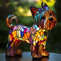 CanineGlow | Artistieke Glazen Hondenlamp met Kleurrijk Tiffany-Stijl Verlichtingsontwerp