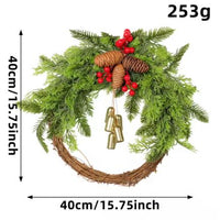 Handgemaakte Boheemse Winterkrans | Klokken, Dennenappels & Bessen | 43 cm | Binnen/Buiten
