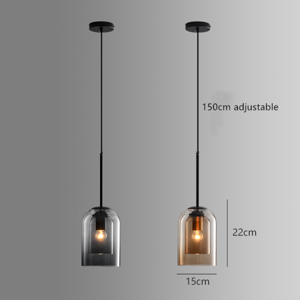 Suspensie ontwerp buis afgerond dubbel rookkleurig glas