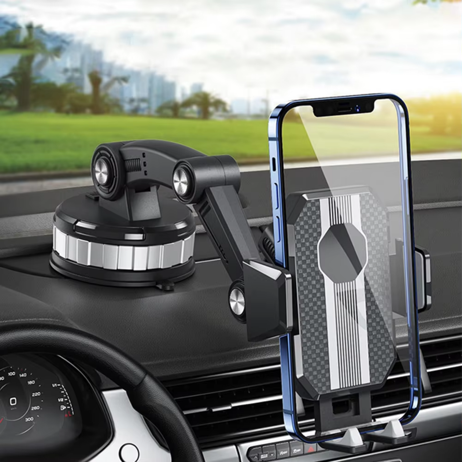 FlexMount Smartphonehouder Auto | Sterke Zuignap | 360° Draaiend | Eenvoudige Eenhandbediening
