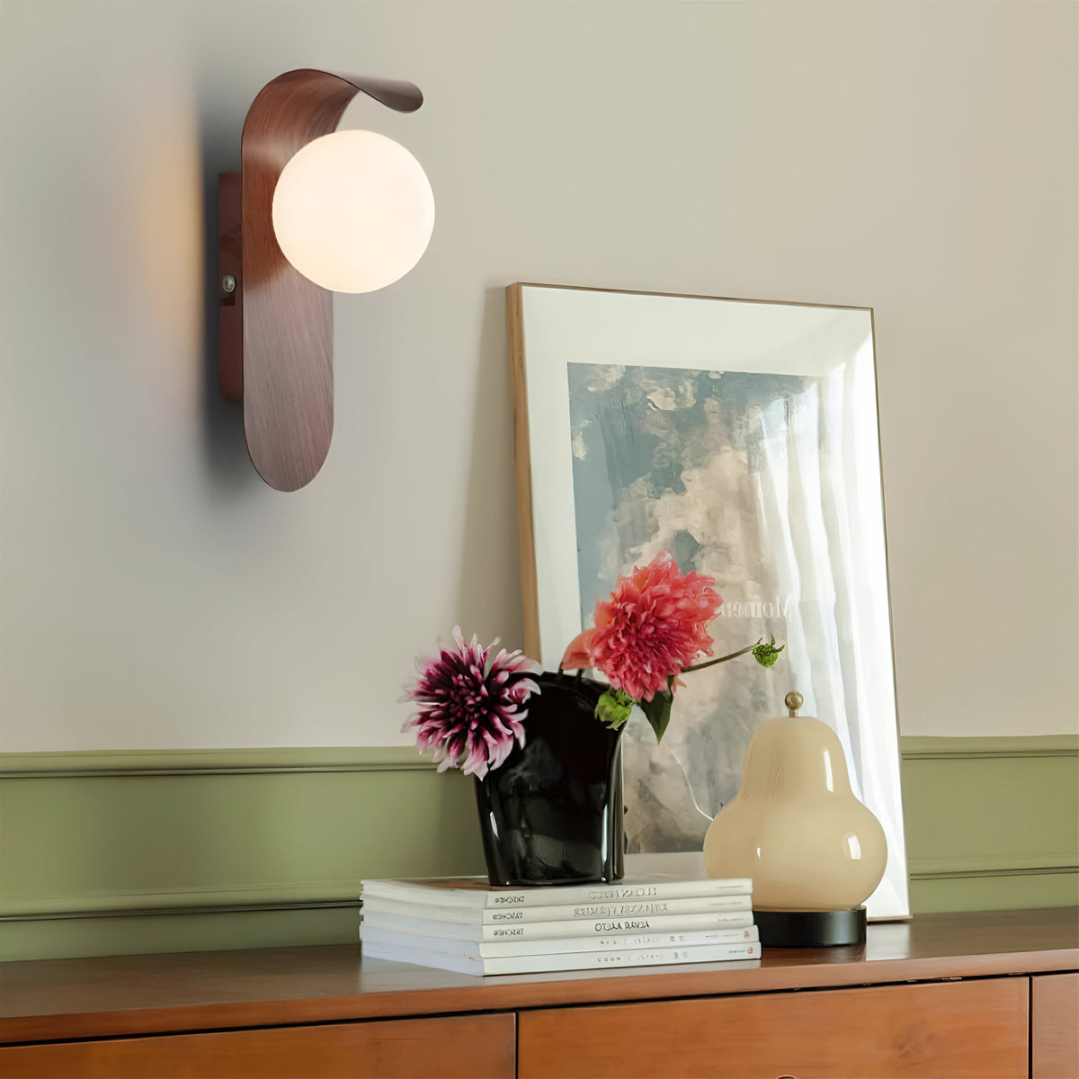 Carlyle Nordic Minimalistische IJzeren Houten Accent LED Wandlamp