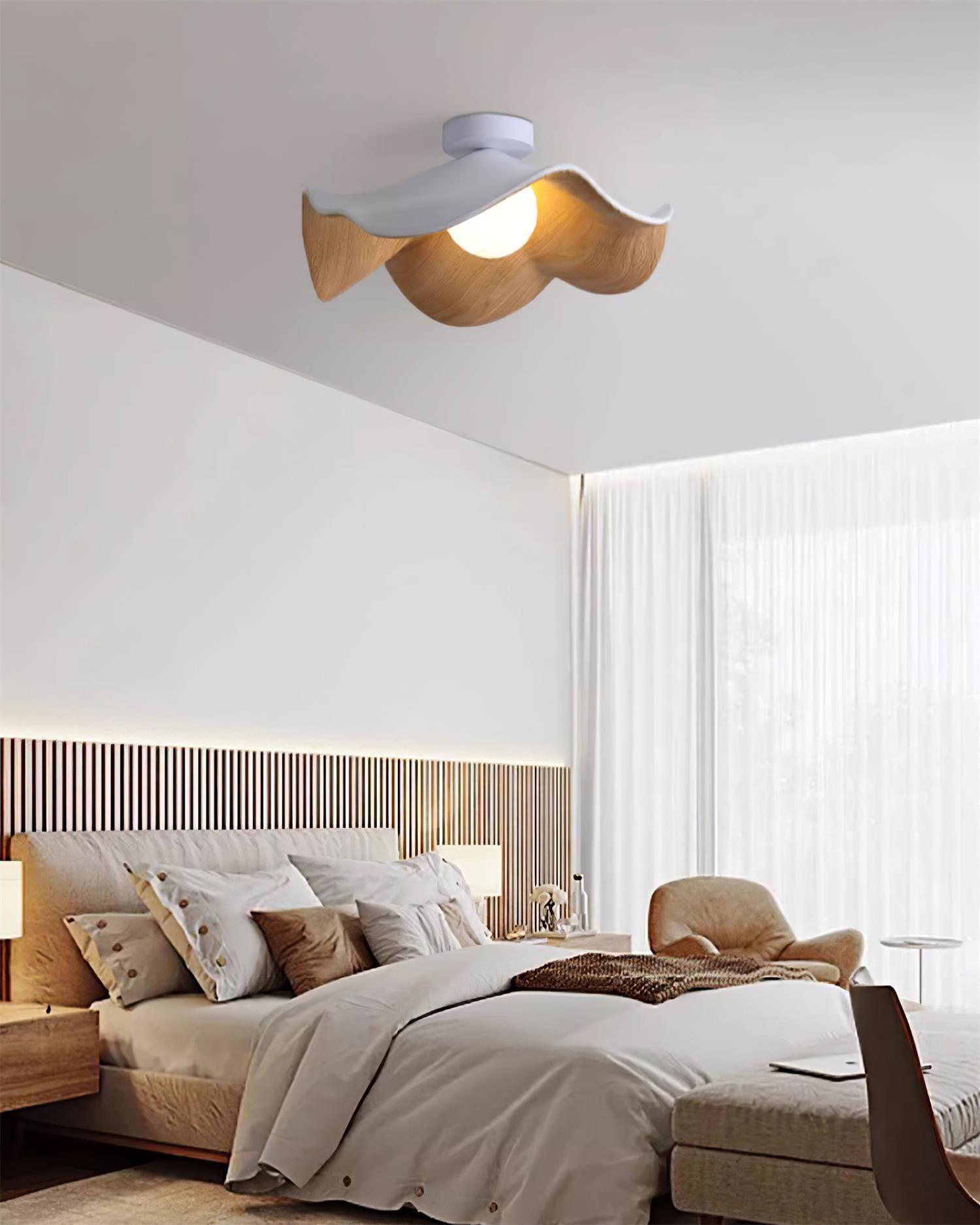 Moderne Plafondlamp Sculpturaal Hout Geïnspireerd Ontwerp