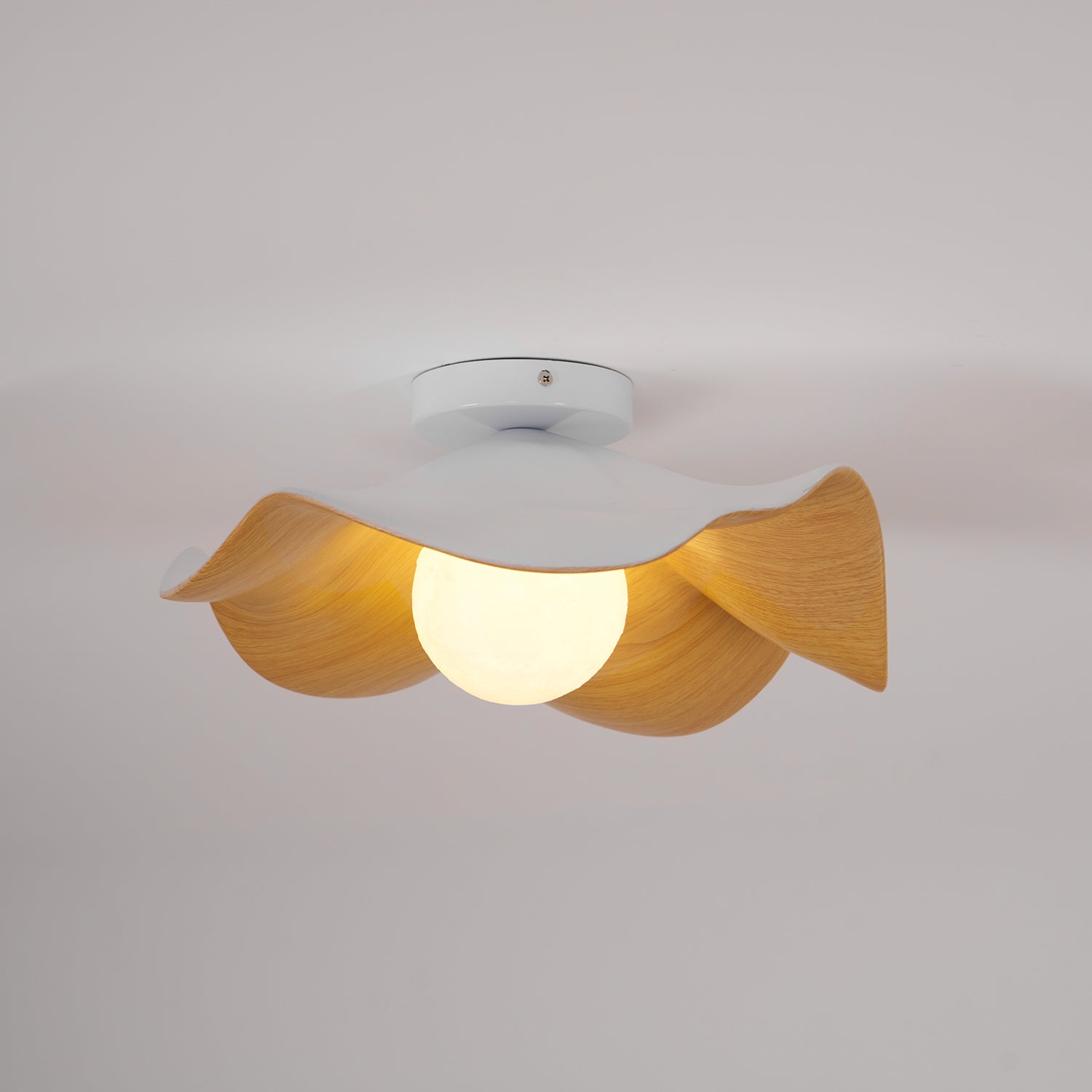 Moderne Plafondlamp Sculpturaal Hout Geïnspireerd Ontwerp