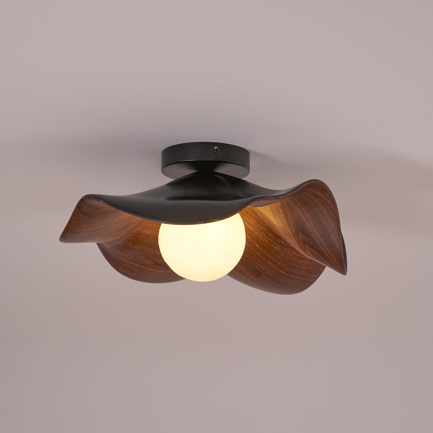 Moderne Plafondlamp Sculpturaal Hout Geïnspireerd Ontwerp
