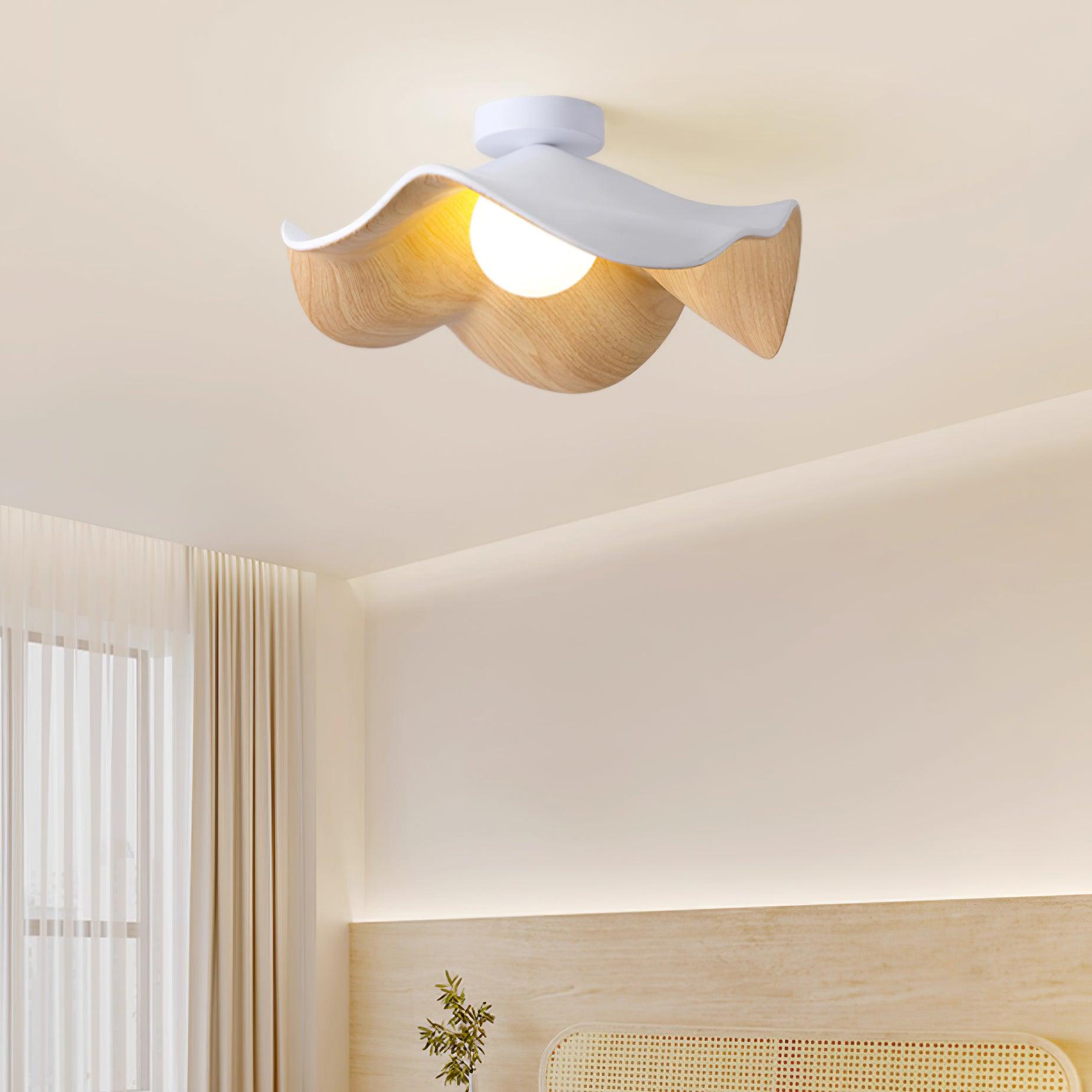 Moderne Plafondlamp Sculpturaal Hout Geïnspireerd Ontwerp