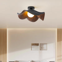 Moderne Plafondlamp Sculpturaal Hout Geïnspireerd Ontwerp