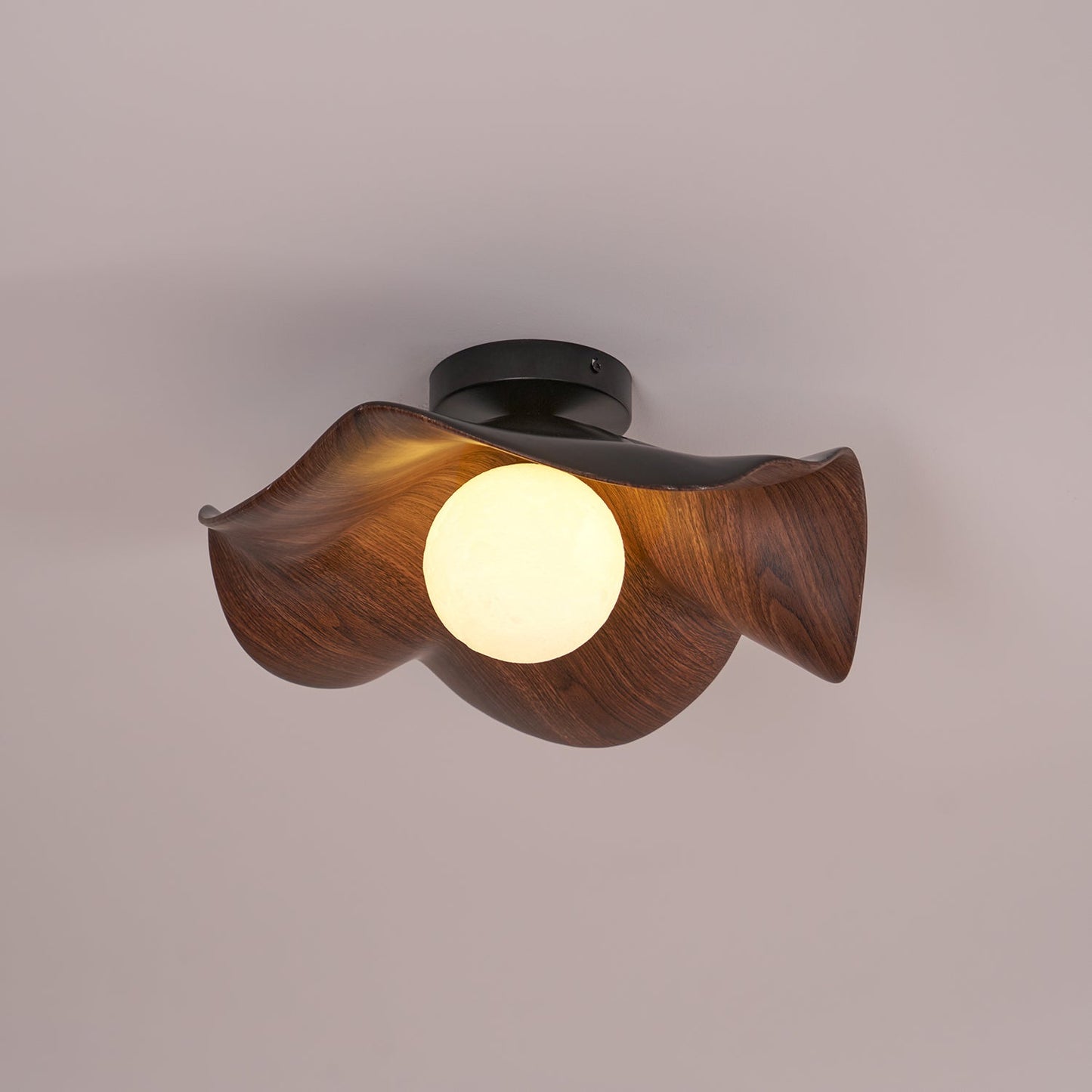 Moderne Plafondlamp Sculpturaal Hout Geïnspireerd Ontwerp