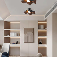 Moderne Plafondlamp Sculpturaal Hout Geïnspireerd Ontwerp