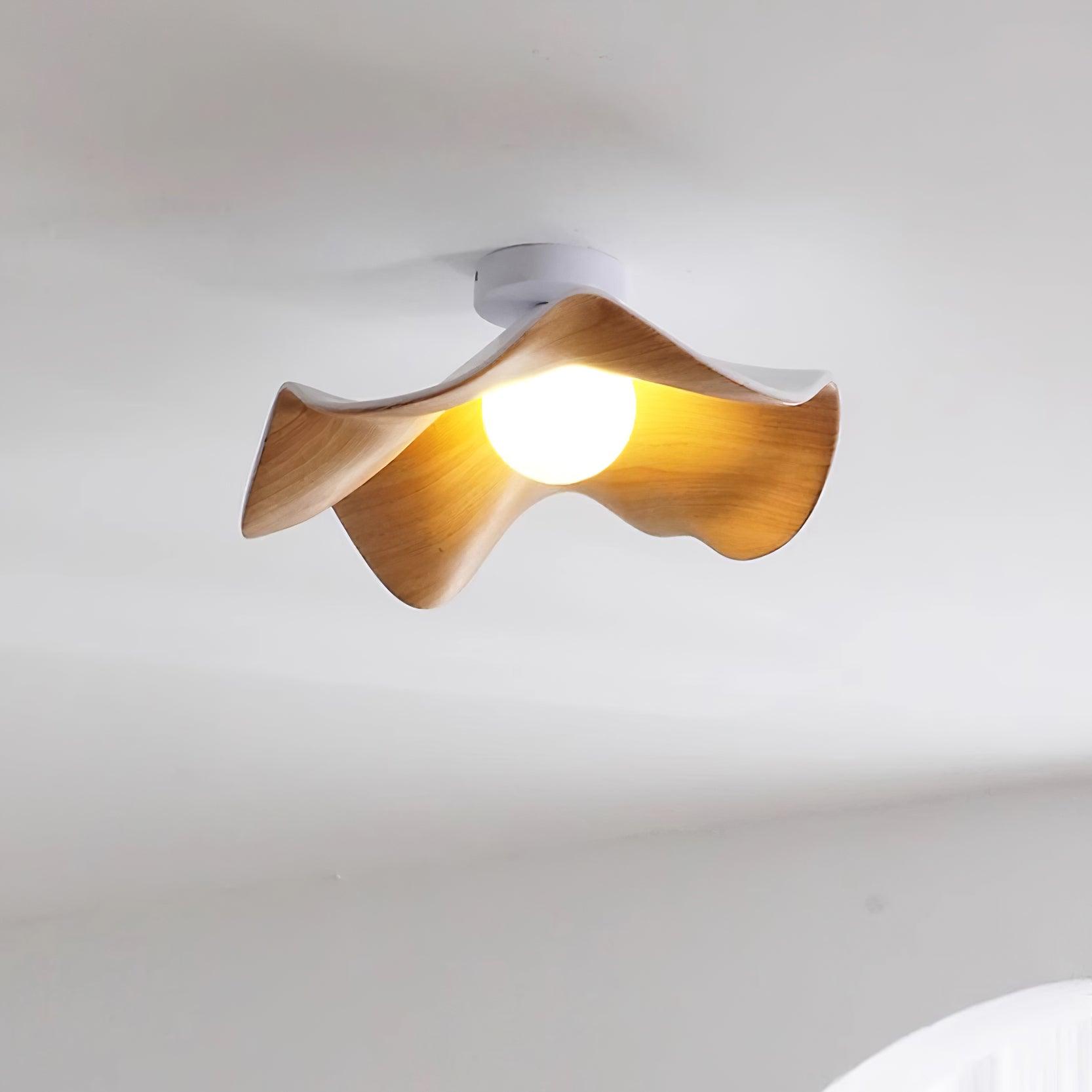 Moderne Plafondlamp Sculpturaal Hout Geïnspireerd Ontwerp