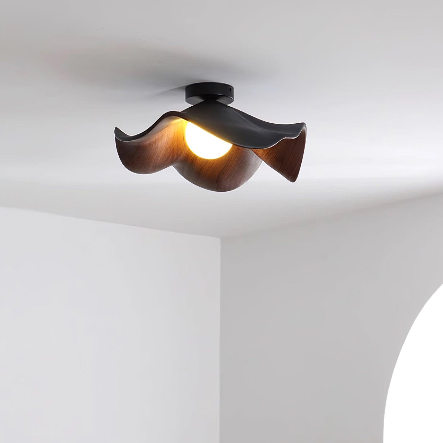 Moderne Plafondlamp Sculpturaal Hout Geïnspireerd Ontwerp