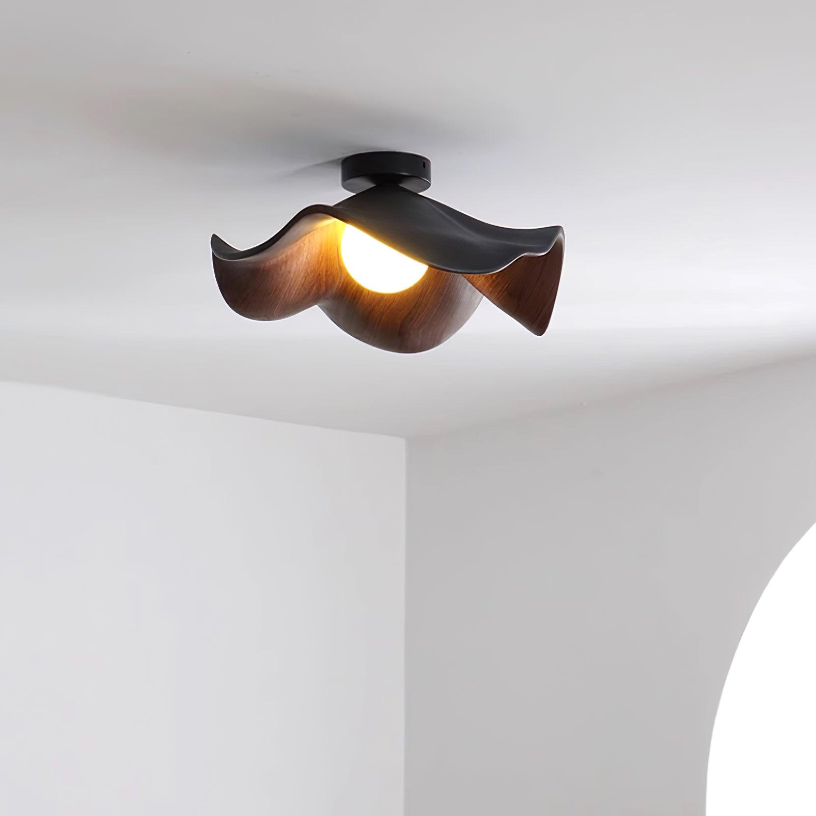 Moderne Plafondlamp Sculpturaal Hout Geïnspireerd Ontwerp