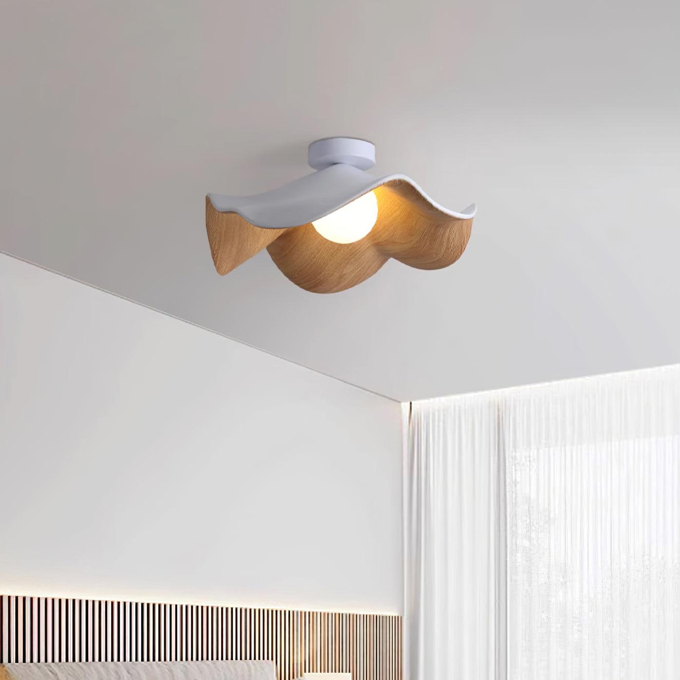 Moderne Plafondlamp Sculpturaal Hout Geïnspireerd Ontwerp