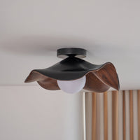 Moderne Plafondlamp Sculpturaal Hout Geïnspireerd Ontwerp