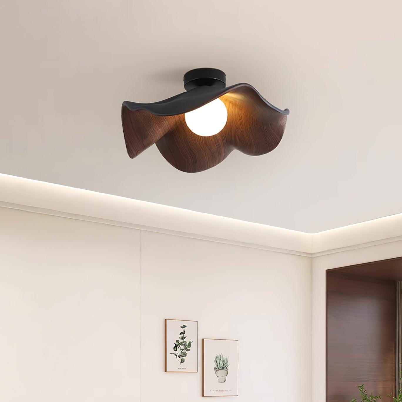 Moderne Plafondlamp Sculpturaal Hout Geïnspireerd Ontwerp