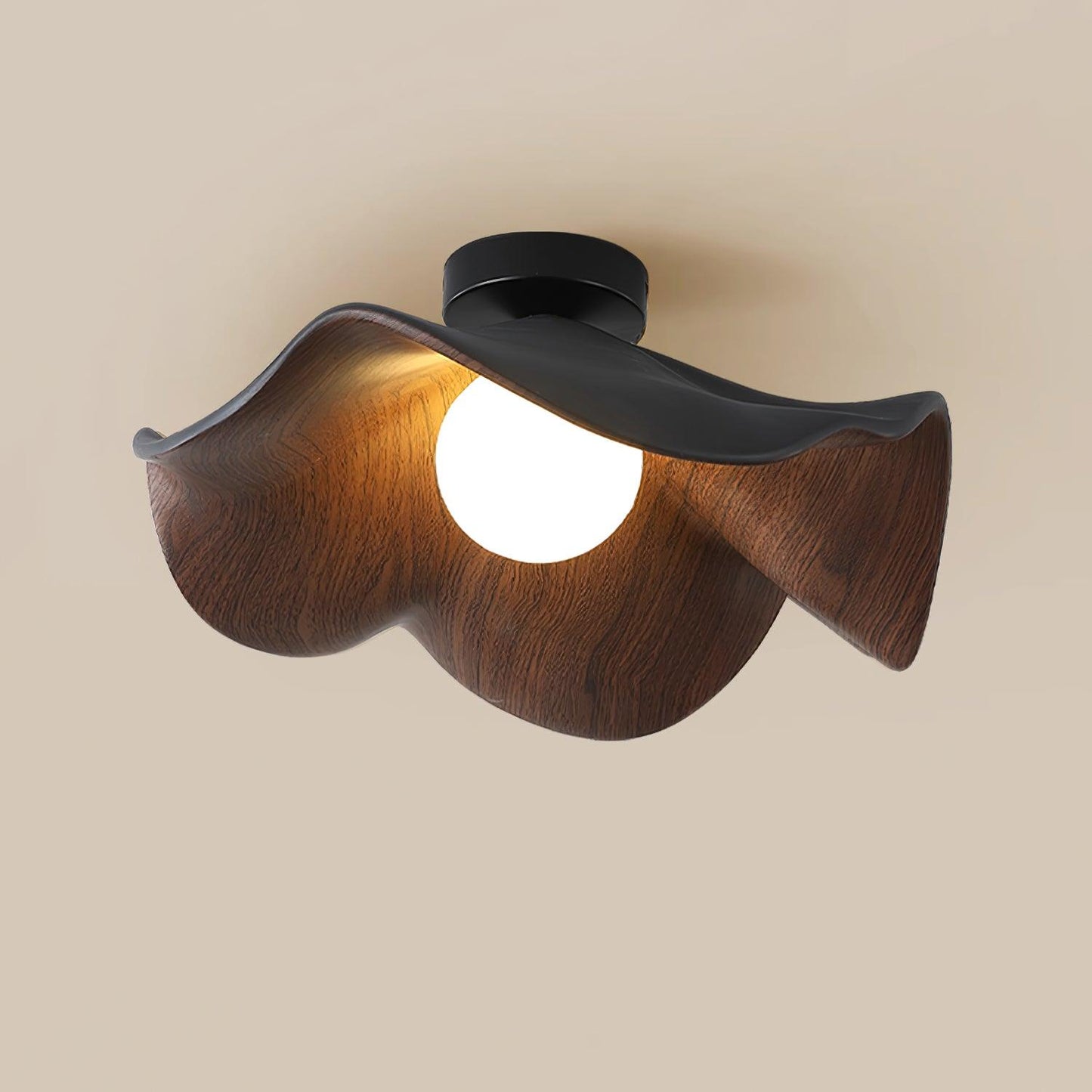 Moderne Plafondlamp Sculpturaal Hout Geïnspireerd Ontwerp