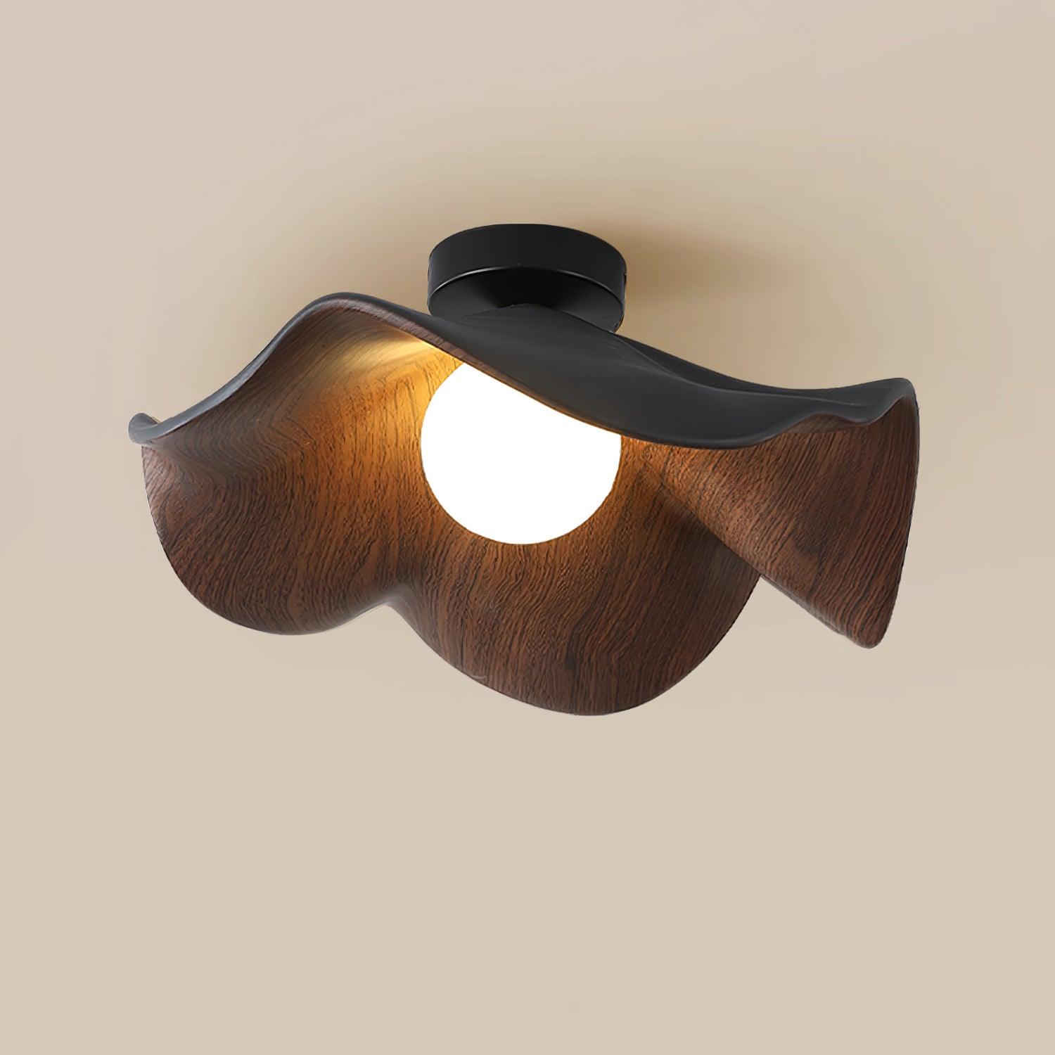 Moderne Plafondlamp Sculpturaal Hout Geïnspireerd Ontwerp
