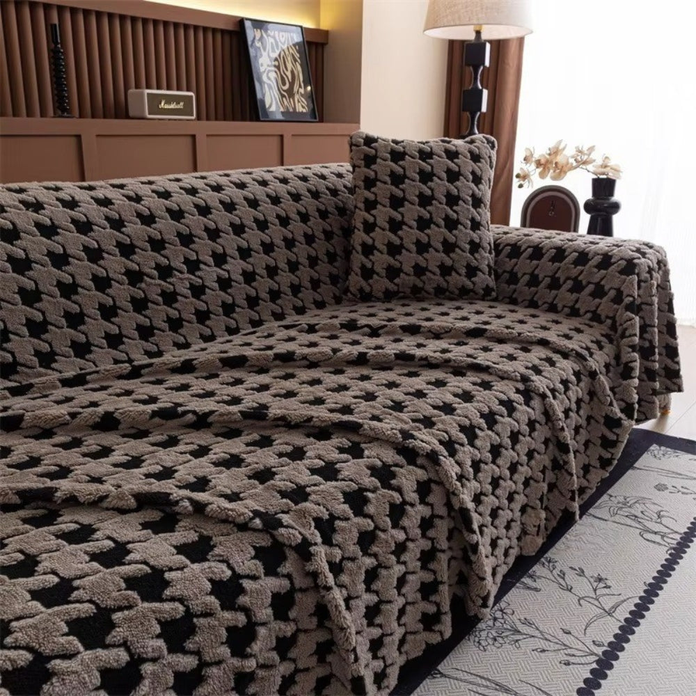 Cavalli Houndstooth Pluche Sofa Dekbedovertrek