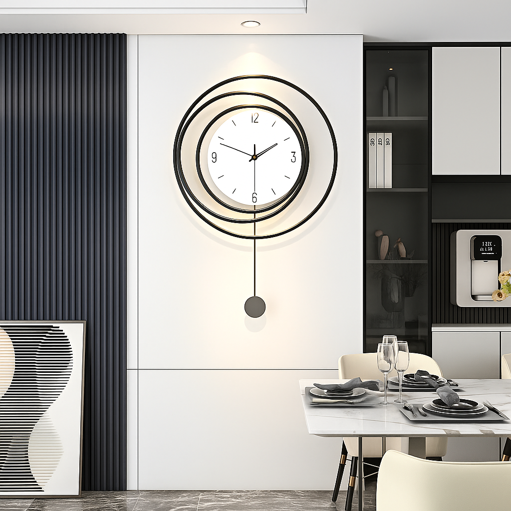 SilentGlow – Minimalistische ronde wandklok met duidelijke cijfers en stille uurwerk