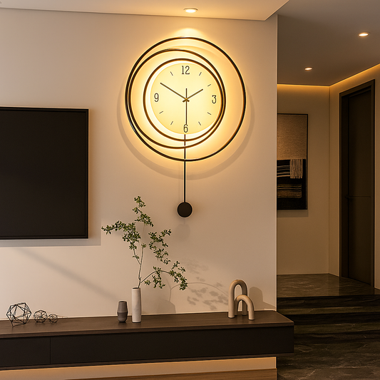 SilentGlow – Minimalistische ronde wandklok met duidelijke cijfers en stille uurwerk
