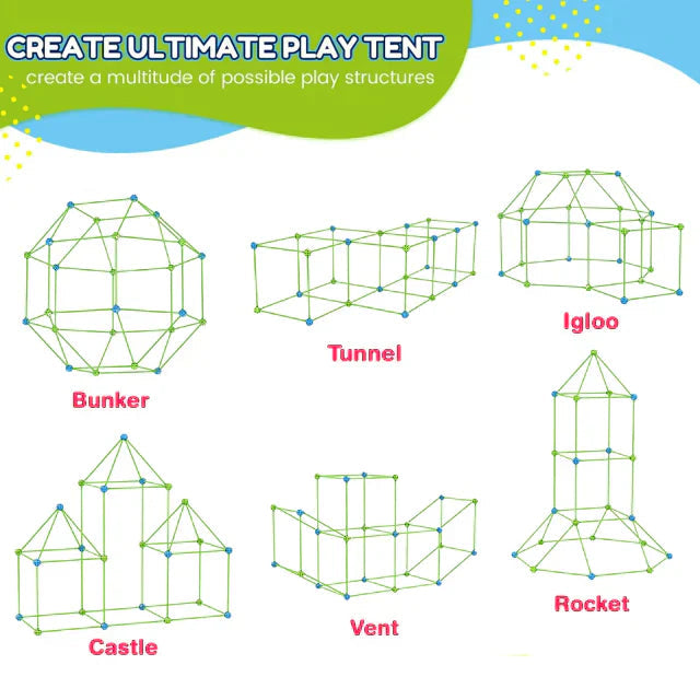 Bouwset voor Kinderen - Creatieve Forten en Tenten - Leuk Educatief Plastic Speelgoed!