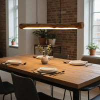 Houten Hanglamp met Dimbare LED Verlichting voor Eettafel met Warm Natuurlijke Ontwerp