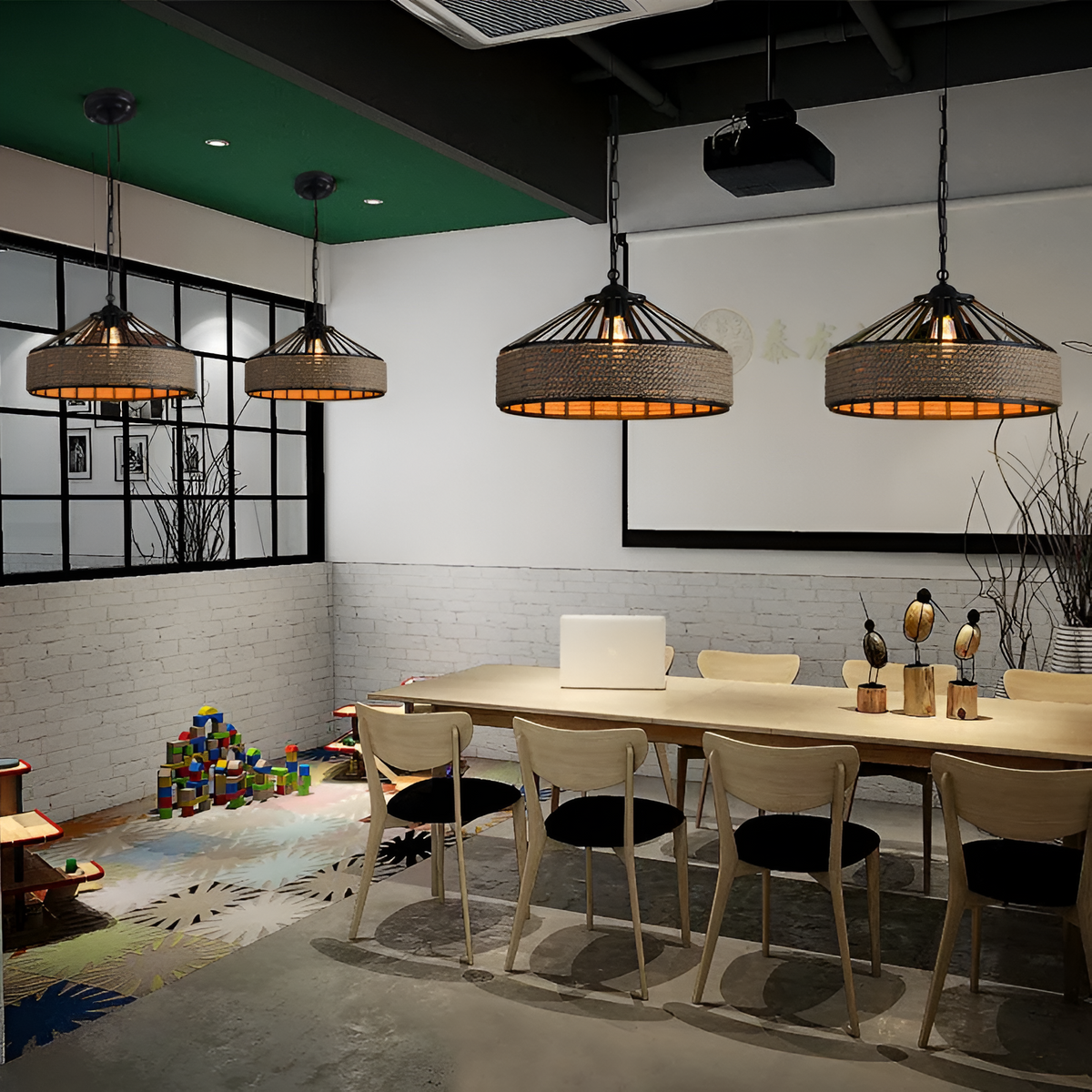 Classic Hennep Touw Rustieke IJzeren Hanglamp