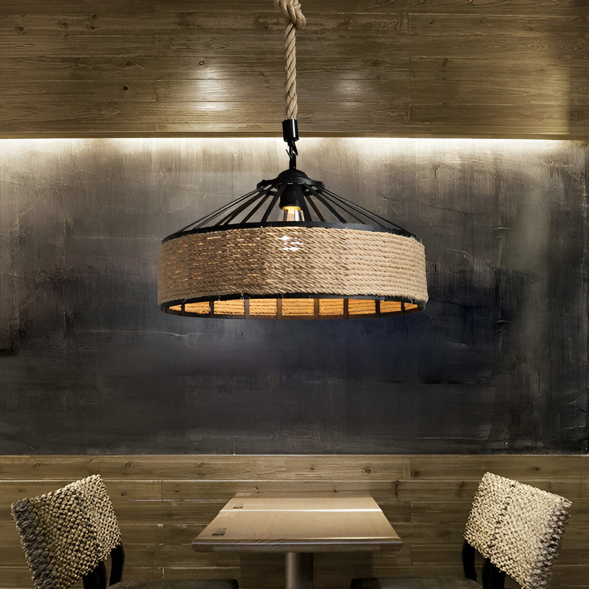 Classic Hennep Touw Rustieke IJzeren Hanglamp