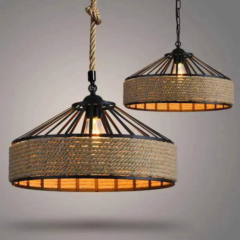 Classic Hennep Touw Rustieke IJzeren Hanglamp