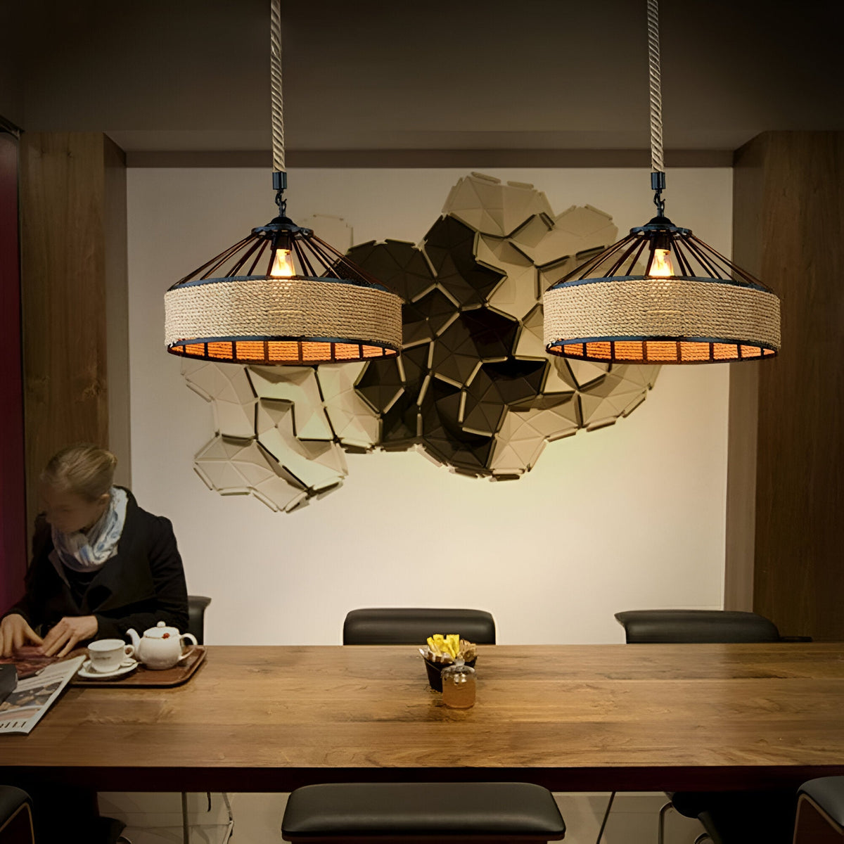 Classic Hennep Touw Rustieke IJzeren Hanglamp