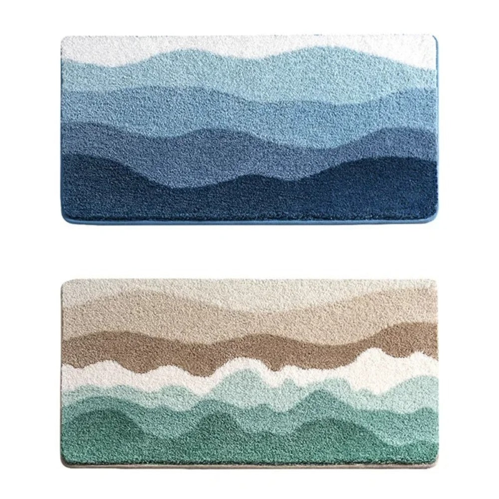 Coastal Wave Pattern Antislip Badmat