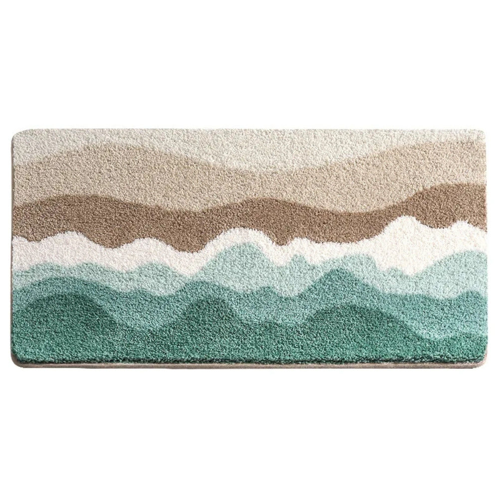 Coastal Wave Pattern Antislip Badmat