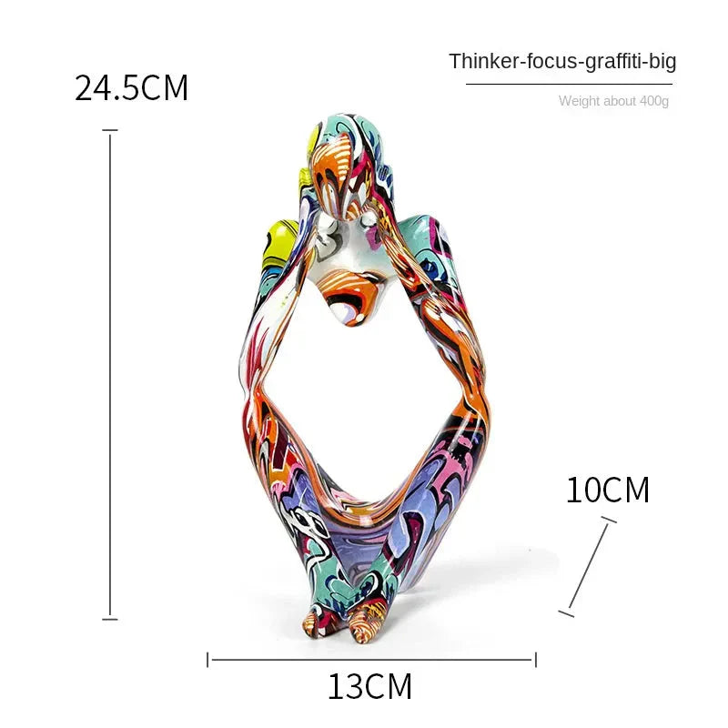 Abstracte Denker Sculptuur | Handgemaakte Hars Tafeldecoratie