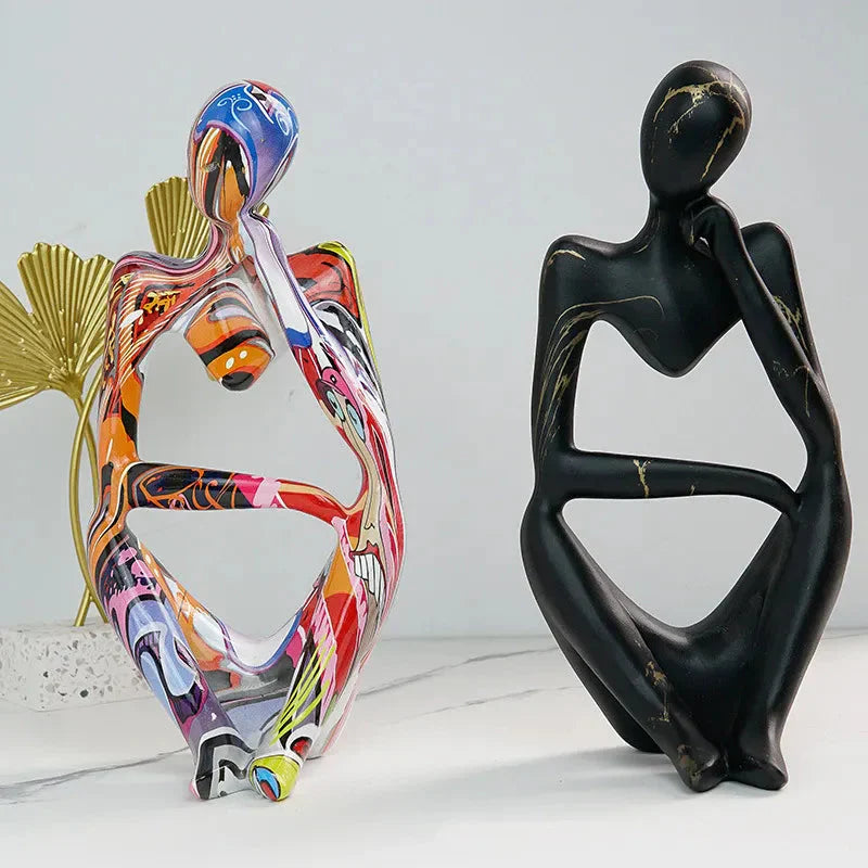 Abstracte Denker Sculptuur | Handgemaakte Hars Tafeldecoratie
