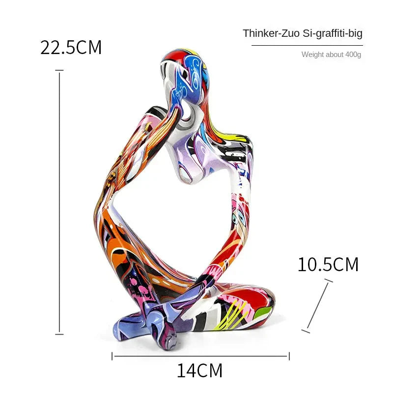 Abstracte Denker Sculptuur | Handgemaakte Hars Tafeldecoratie