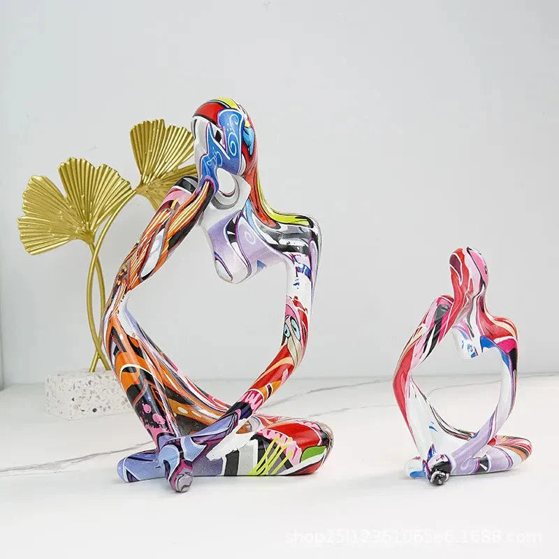 Abstracte Denker Sculptuur | Handgemaakte Hars Tafeldecoratie