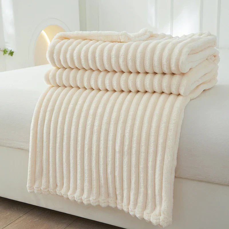 Gestreepte Flanel Fleece Deken – Zacht en Gezellig All-Season Throw