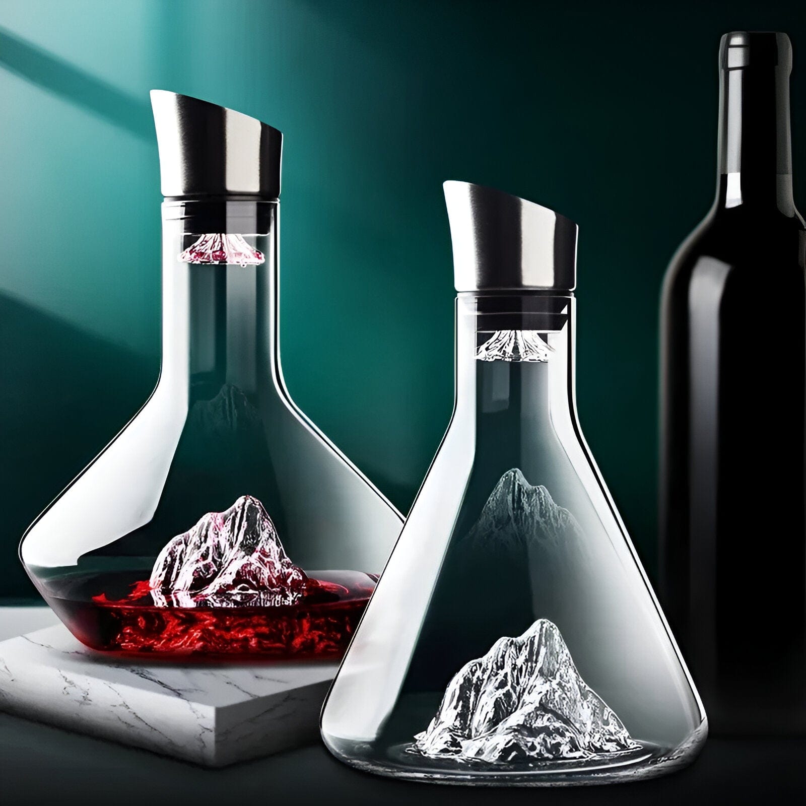 "IJsberg" Wijn-Dekanter & Verdeler | Handgemaakt loodvrij kristalglas | Lucht- & filtersysteem | Elegante serveerkaraffe voor rode wijn | 1500ml luxe ontwerp